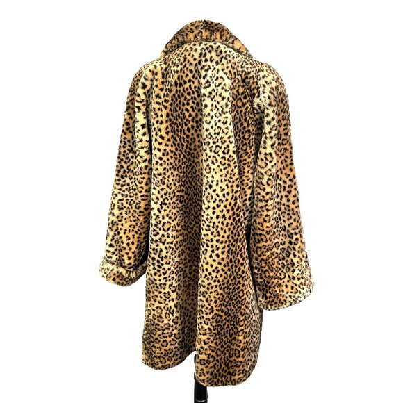 VTG Plush Faux Fur Cheetah Leopard Swing Coat Charles Klein Size Made In USA Med - Picture 5 of 13
